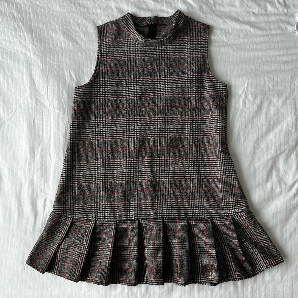 High neck tartan shift dress